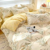 Qfdian  ‌100% pure thickened skin friendly cotton four piece set double bed single bed diagonal cartoon duvet set dormitory