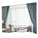 Qfdian  Modern Simple Luxury White Striped Study Embroidered Balcony Solid Color Curtains for Living Dining Room Bedroom Windows Door