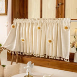 Qfdian  Japanese Style Sheer Curtains for Kitchen Balcony Door Cabinet Half Curtain Tulle Drapes Custom