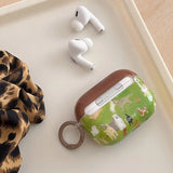 Qfdian Cute Green Lawn Puppy Dog Shockproof Protective Case Cover for AirPods 1 2 3 AirPods Pro Pro 2 Soft Silicone Gloss Bumper Coque