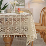 Qfdian  1pc Lace Openwork Tablecloth Retro European Style Lace Crochet Embroidery Coffee Tea Table Cloth Wedding Party Garden Home Decor