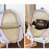 Qfdian High-capacity Casual Contrast Color Backpacks Y2k Aesthetic Transparent Schoolbags Streetwear Students Patchwork Backpack Women