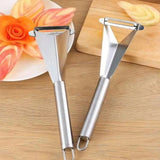 Qfdian Stainless Steel Fruit Push Knife Triangular Peeler Vegetable Slicer Fruit Platter Watermelon Kitchen Non-slip Carving Blade Tool