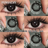 Qfdian  2pcs Black Series Color Contact Lenses Natural Gray Eye Lens Beautiful Pupils Yearly Fashion Brown Softlens Cosmetics