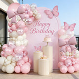 Qfdian  105Pcs Pink Bow-Themed Balloon Arch Set, 21inch Pink Bow Foil Balloons Paired with Pink Pearlescent White Latex Balloons, Ideal for Wedding, Birthday, Anniversary, Bridal Shower Party Decorations