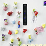 Qfdian Mini Ceramic Vase Design Magnet,set Refrigerator Magnet, DIY Fridge Magnet for Flower,Refrigerator Decorations