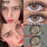 Qfdian 2Pcs Korean Nature Brown Colored Contact Lenses with Prescription Myopia Degree0.00-8.00 For 2024 New Lens Hot Sale