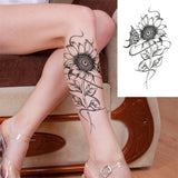 Qfdian  Realistic Fake Peony Temporary Tattoos For Women Girl Black Rose Elephant Flower Tattoo Sticker Tiger Anemone Tatoos Half Sleeve