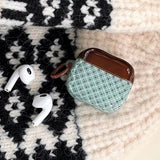 Qfdian  Mint Green Brown Diamond Grid Suitable For Airpods 4 Protective Case Airpods Spro3 Generation Headphone Cover Protective Case