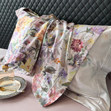 Qfdian Premium 1000TC Egyptian Cotton American Oil Painting Style Flower Print Bedding Set Duvet Cover Bed Sheet Set Pillowcases 4Pcs