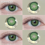 Qfdian  1 Pair Color Contact Lenses Beauty Eyes Pupils Fashion Makeup Beauty Cosmetics Soft Green Natural Brown Lens Yearly Use