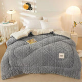 Qfdian  High End Thickened Winter Warm Blankets for Beds Artificial Lamb Cashmere Weighted Blanket Thicker Warmth Duvet Quilt Comforter