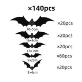 Qfdian  Halloween Bats Decorations,3D Pvc Bat on The Wall,Black Bats Wall Stickers,Halloween Scary Props Party Supplies DIY Decoration