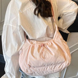 Qfdian  Nylon Pleated Simple Bubble Shoulder Bag Women Grunge Y2k Aesthetic Handbags Casual Fashion Chic All Match Crossbody Bags Korean