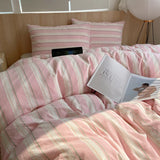 Qfdian  Nordic Ins Bedding Set Pure Cotton Duvet Cover Set Bed Sheets Set Skin-Friendly Single Twin Full Queen Size Flat&Fitted Sheet