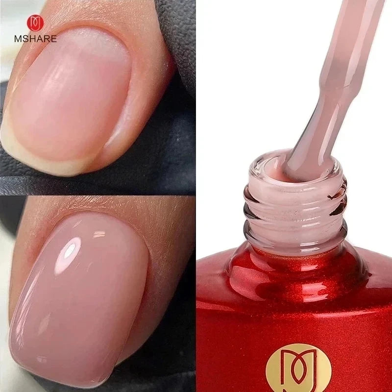 MSHARE Milky Pink Rubber Base Gel Glitter Camouflage Color Coat Soak Off Nails Gels Varnish Lacquer 10ml UV LED Gel Polish