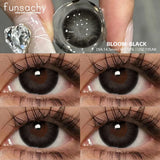 Qfdian  1pair Bloom Black Contact Lenses for Eyes Natural Cosmetic Brown Gray Pupil Eye Lens Color Lens Fashion Beauty Yearly