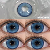 Qfdian  1 Pair/2pcs Prescription Contact Lenses Myopia Lenses with Diopters Green Pupils Color Contact Lenses for Eyes Blue Lens