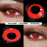 Qfdian  1 Pair Red Cosplay Witch Contact Lenses Halloween Black White Makeup Lens Crazy Party Role Playing Eye Contacts Lens
