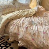 Qfdian Korean Princess Duvet Cover Set Skin Friendly Wash Cotton Bedding Set Of Four Pieces Lace Bedin Set Bed Sheets Comforter Cover