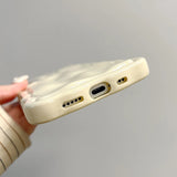 Qfdian Solid Color Gloss 3D Wave Texture Phone Case for iPhone 16 15 14 13 16 Pro Max Soft Silicone Shockproof Protection Coque Cover