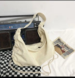 Qfdian  Crossbody Bags for Women High-capacity Korean Simple Preppy Chic Solid Shoulder Handbags  New Casual Fashion Y2k Canvas Bag
