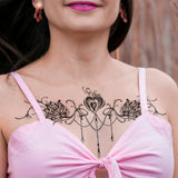 Qfdian  Waterproof Temporary Tattoo Sticker Flower Geometry Bow sexy Fake Tatto Flash Tatoo chest Tato for Girl Women