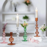 Qfdian  3Pcs Glass Candlestick Holders Glass Taper Candle Holders Groovy Wavy Elegant Candle Stick for Home Party Decoration