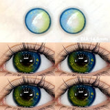 Qfdian  1 Pair/2pcs Prescription Contact Lenses Myopia Lenses with Diopters Green Pupils Color Contact Lenses for Eyes Blue Lens