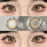Qfdian  2pcs Myopia Lenses Black Color Contact Lenses with Prescription Degree 14.5mm Natural Soft Contact Lens for Eyes Yearly