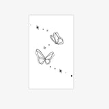 Qfdian  Minimalist Line Art Double Butterfly Star Tattoo Sticker Waterproof Long Lasting Fine Line Temporary Tattoo for Women Arm