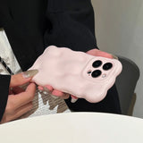 Qfdian Lovely Pink 3D Bubble Gloss Silicone Shockproof Phone Back Cover Fundas Case For iPhone 11 12 13 14 15 16 Pro Max Plus Coque