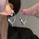 Qfdian  Personalized internet celebrity triangle pointed earrings