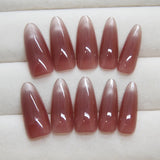 Qfdian  30 long almond shaped press on nails solid color fake nails with 1 nail glue and 1 nail file