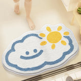 Qfdian  Ins Style Rainbow Bathroom Floor Mat Shower Room Absorbent Foot Mat Bathroom Door Mat Semi-circle Non-slip Bath Carpet