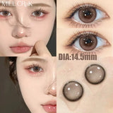 Qfdian New Style Contact Lens Belt Grade 14.5MM Big Eye  Series Red Brown GDIA: 14.2MM 1 Year Use Soft Hydrogel WT: 40%