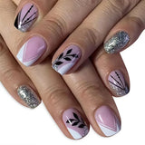 Qfdian  24Pcs Simple Pink Square Head False Nails Mid-length Ballet Fake Nails Artificial French Press on Nails Finished Fake Nail Tips
