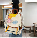 Qfdian 2025 new women Patchwork Contrast Color schoolbags High-capacity student travel bags fashion Y2k Aesthetic All Match Backpacks