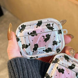 Qfdian Korea Lovely Cartoon Black Cat INS Pendant Soft Silicone Earphone Case For Apple AirPods 1 2 3 4 Pro 2 3nd TPU Protective Cover