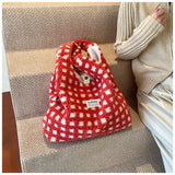 Qfdian  Commuter Shoulder Bag for Girls Large Capacity Portable Shoulder Bag for Friends Gifts Plush Tote Shopping Bag