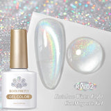 Qfdian 10ml Rainbow Purple Water Light Cat Magnetic Gel Nail Polish Shining Super Sliver-light Holographics Soak Off UV Gel