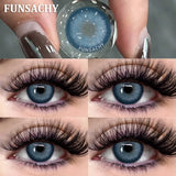 Qfdian  1 Pair Big Black Color Contact Lenses Natural Gray Lenses Blue Korean Eye Makeup Contacts Yearly Beauty Pupils Cosmetic