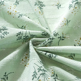 Qfdian Green Flower Table Cloths Round Printed Cotton Farmhouse Table Covers for Kitchen Living Room Dining Washable Picnic Decorations