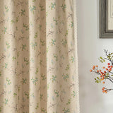 Qfdian Boho Curtains Floral Semi-Blackout Windows Curtains with Tassels Cotton Linen Curtains Panels for Bedroom Living Room, 1 Panel