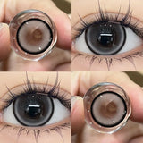Qfdian 1Pair Colour Contacts Lenses Circular Natural Gray Blue Eye Lenses Myopia Beauty Pupil Black Eyes