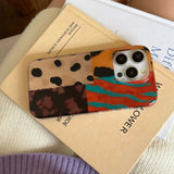 Qfdian Vintage montage ins phone case for iphone 14promax 15pro 13 16 15 12 pro max 16promax 13pro 14 leopard zebra stripes amber cover
