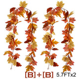 Qfdian  2/3pcs Artificial Maple Leaf Fall Garland Autumn Leaves Hanging Vines Thanksgiving Halloween Wedding Home Decorations 5.7Ft Each