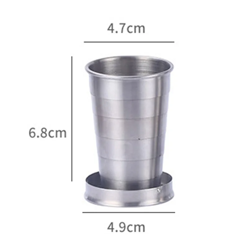 Qfdian Portable Stainless Steel Foldable Cup 75ml/150ml/250ml Outdoor Travel Collapsible Coffee Mug Telescopic  Hiking Camping Water