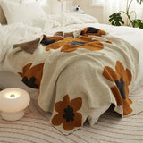 Qfdian   Ins Style Sunflower Nap Blanket Camping Warm Single Person Leisure Thick Blanket Sofa Air Conditioning