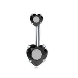 Qfdian  Fashion Internal Thread Belly Button Rings Heart Stainless Steel Belly Piercing Crystal Silver Body Jewelry Party Decoration